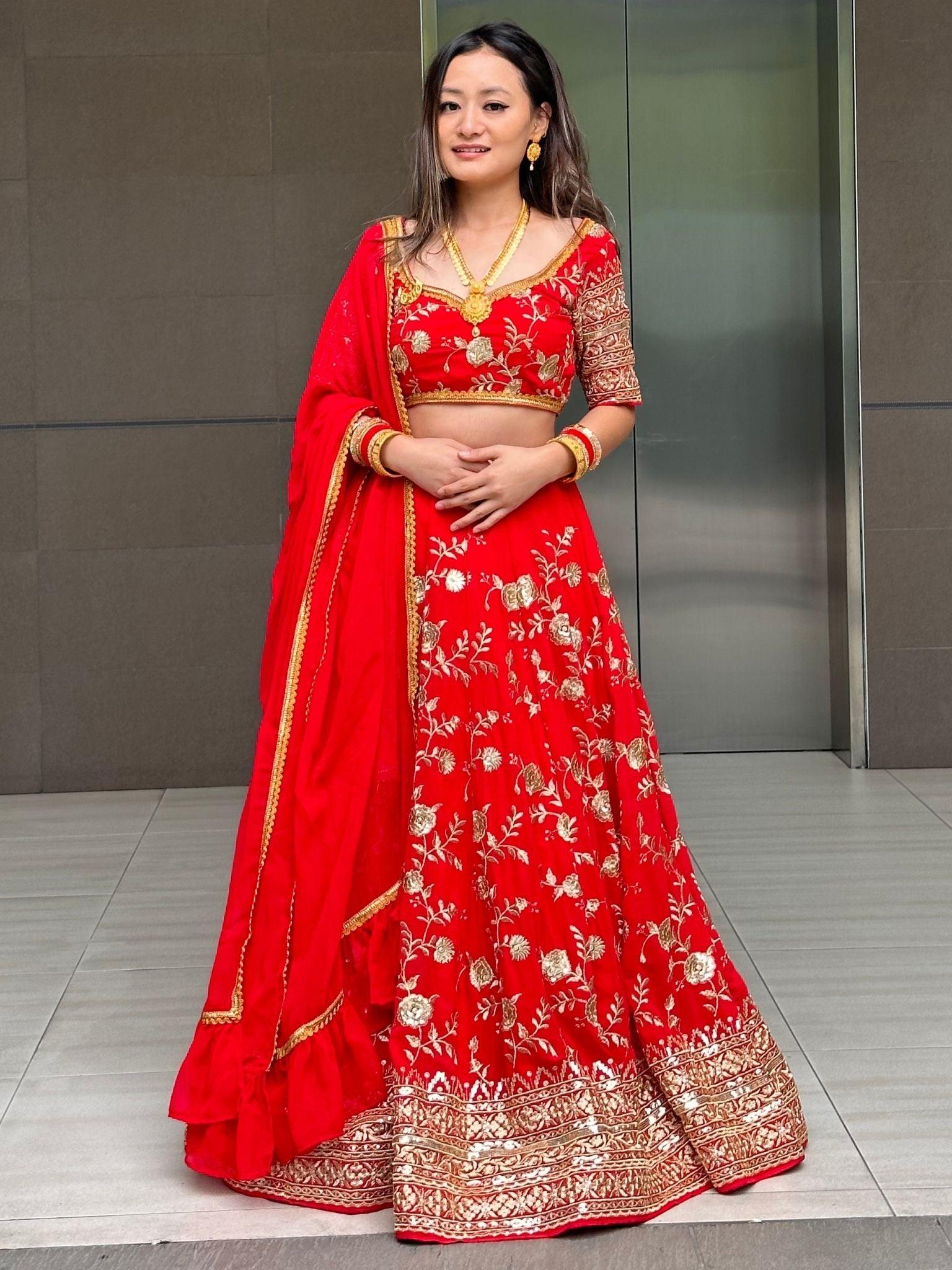 Red Lehenga Set - Boutique Nepal