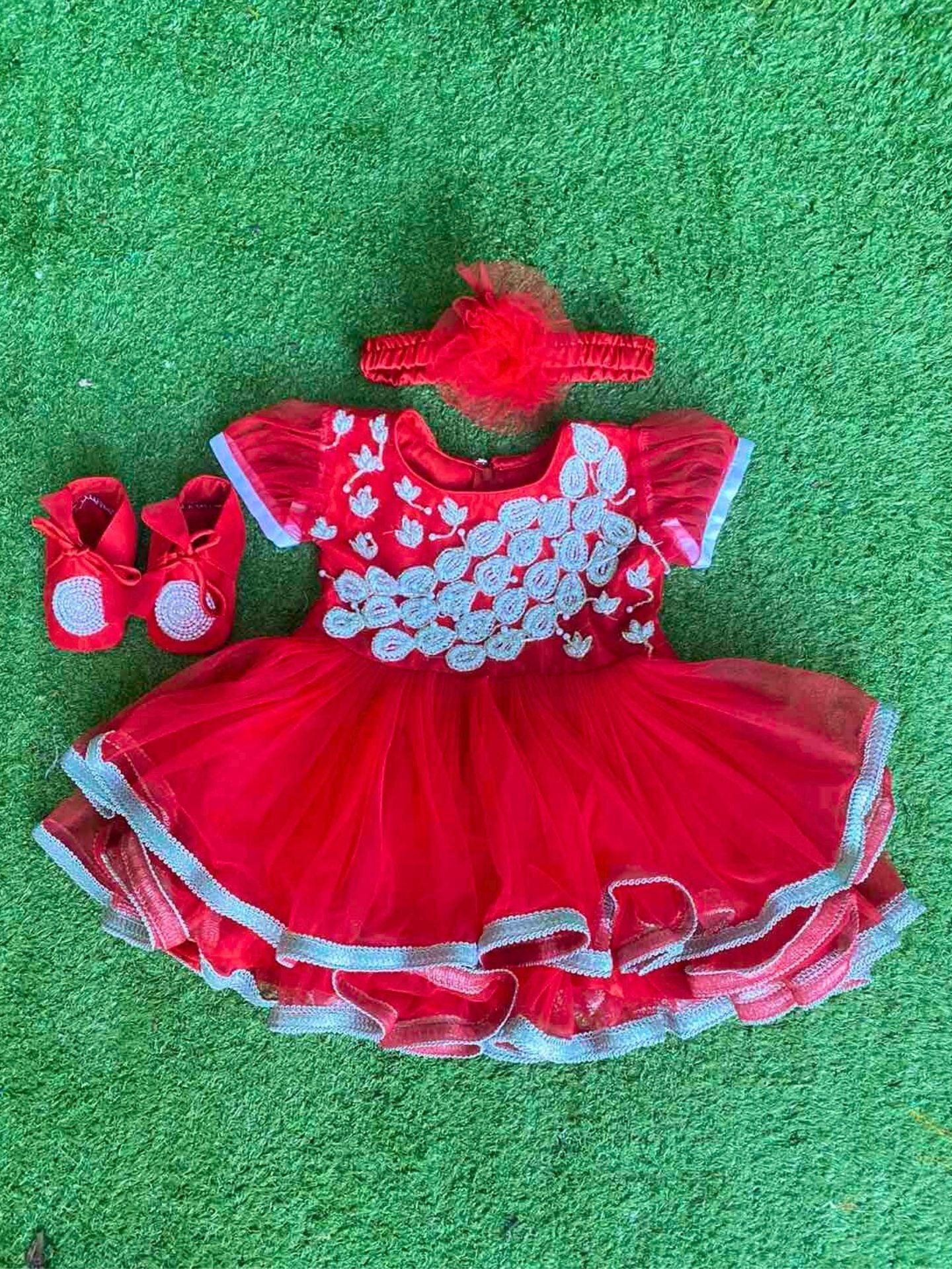 Red Puffy Pasni Dress Set - Boutique Nepal