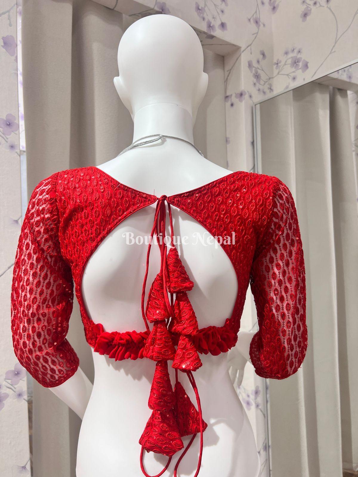 Red Sequence Blouse - Boutique Nepal Au