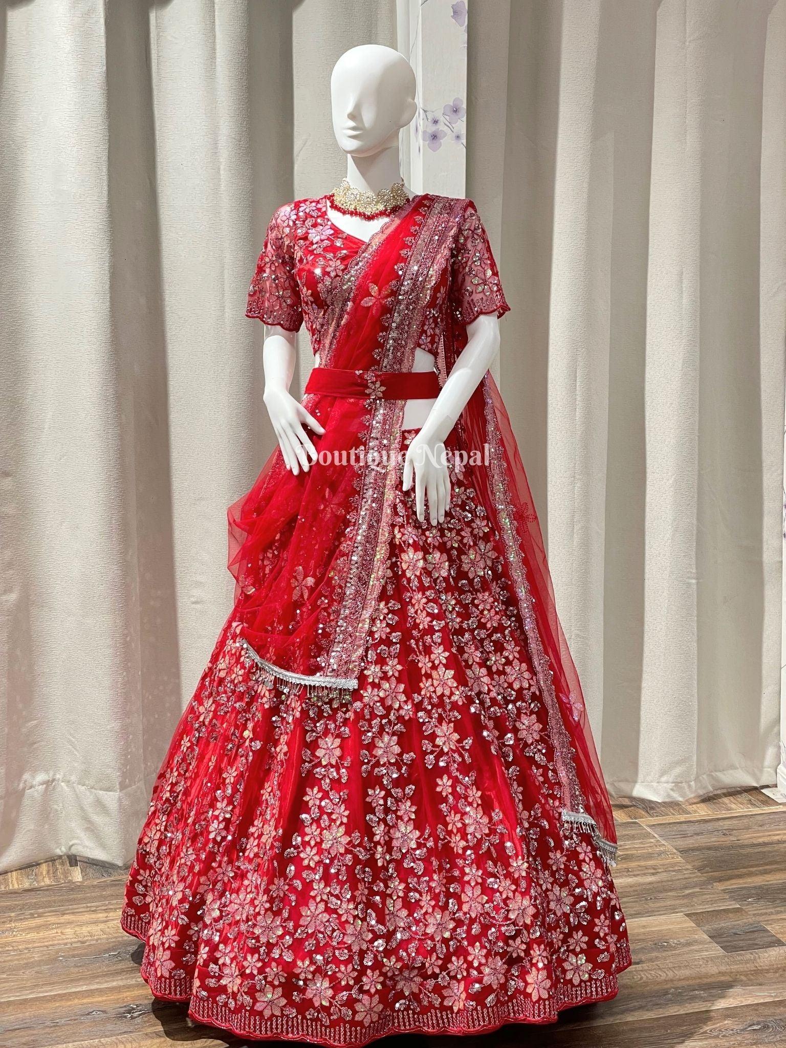 Beautiful Red Lehenga Choli Georgatte With Heavy Embroidery Sequence Lehenga  Choli With Dupatta Bridesmind Indian Pakistan Wear Lehenga Chol - Etsy
