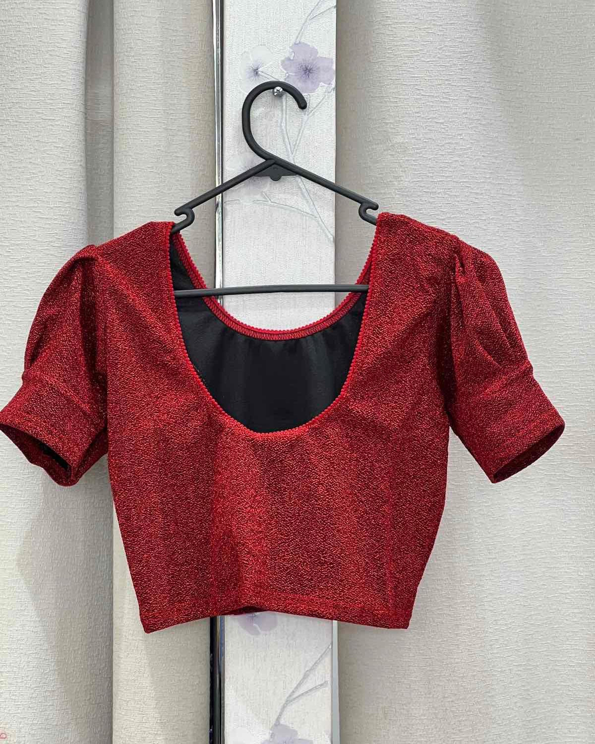 Red Shimmery Streachable Blouse - Boutique Nepal
