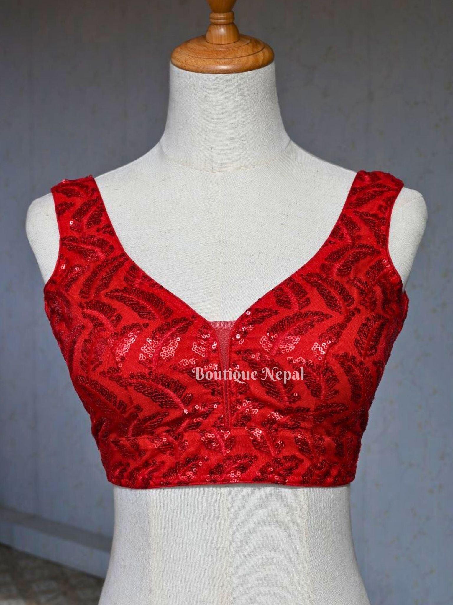 Red Sleeveless Blouse - Boutique Nepal Australia 