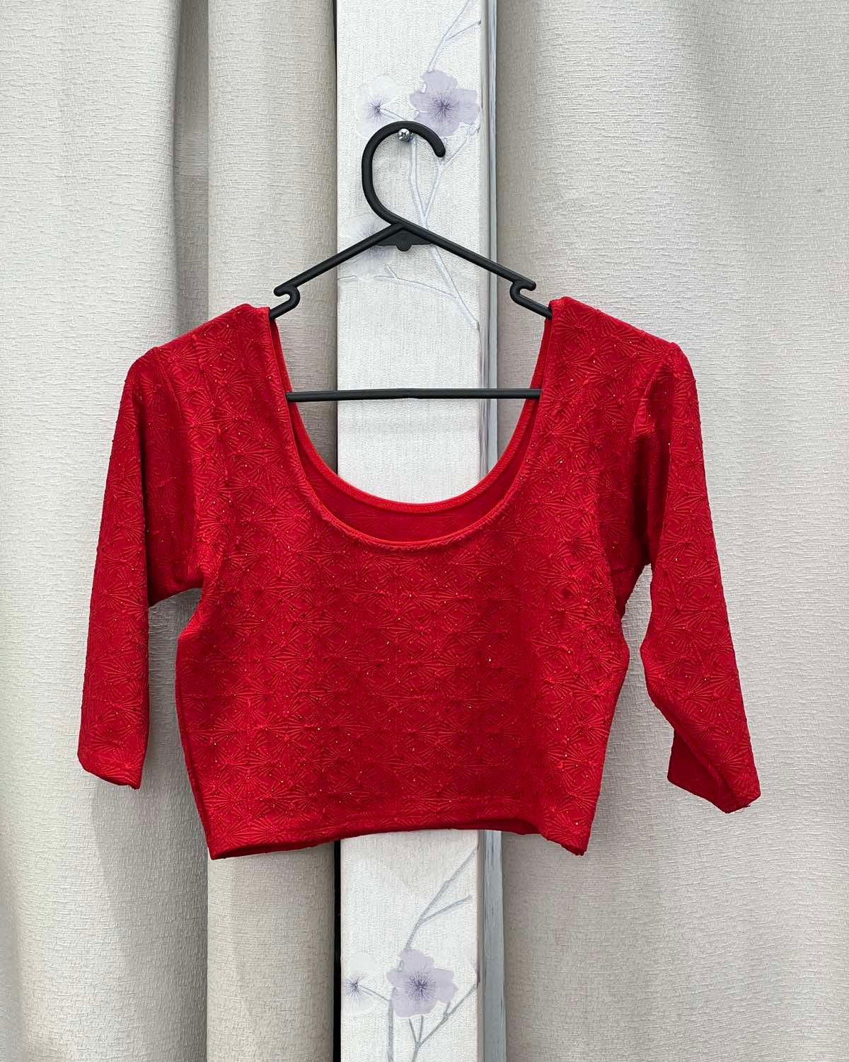 Red Streachable Blouse - Boutique Nepal