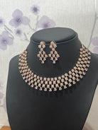Rose Gold American Diamond Necklace Set - Boutique Nepal