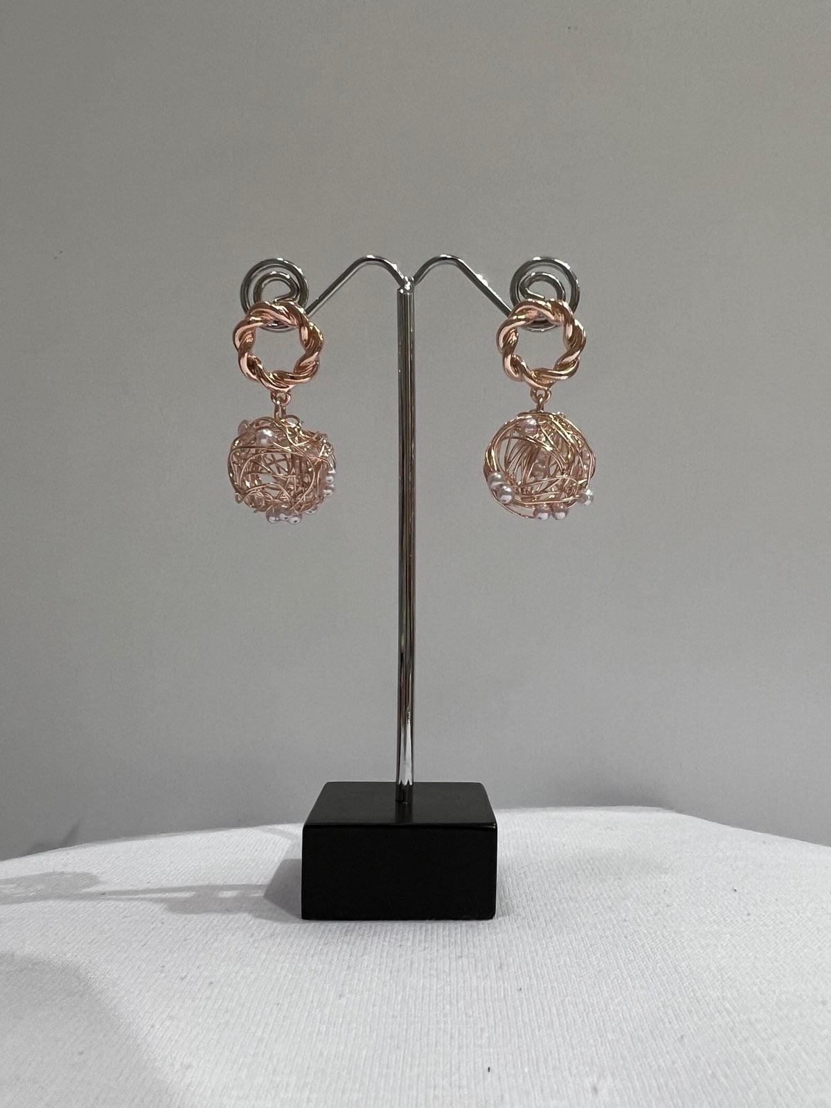 Rose Gold Small Jhumki Earring - Boutique Nepal