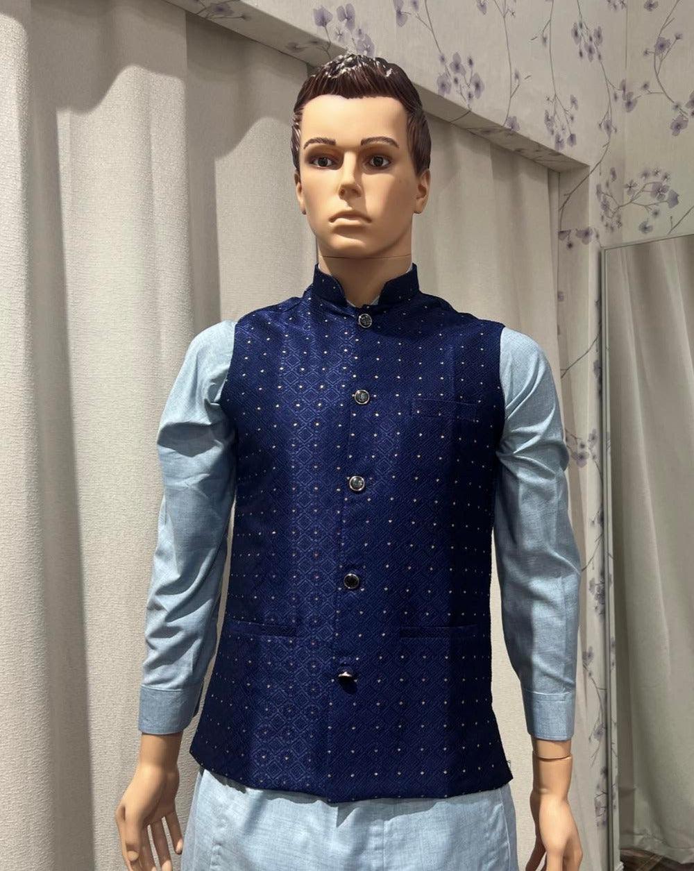 Royal Blue Waistcoat - Boutique Nepal