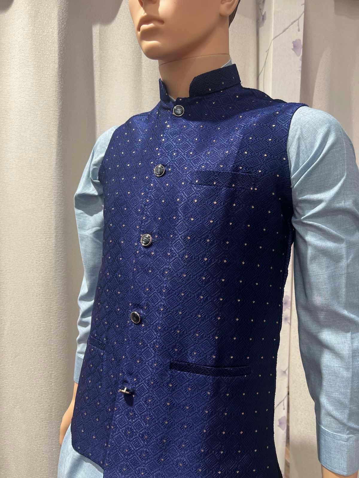 Royal Blue Waistcoat - Boutique Nepal