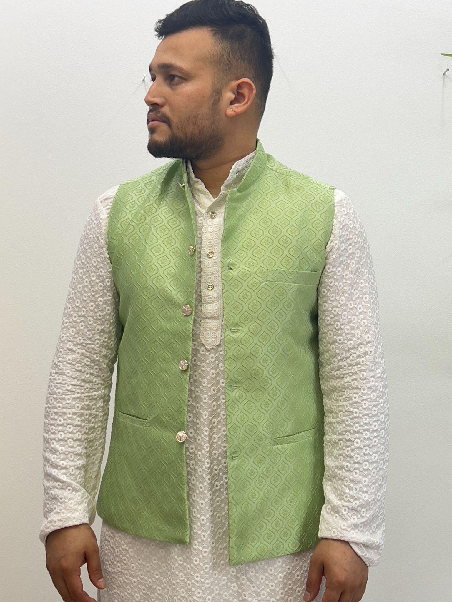 Sage Green Waistcoat - Boutique Nepal