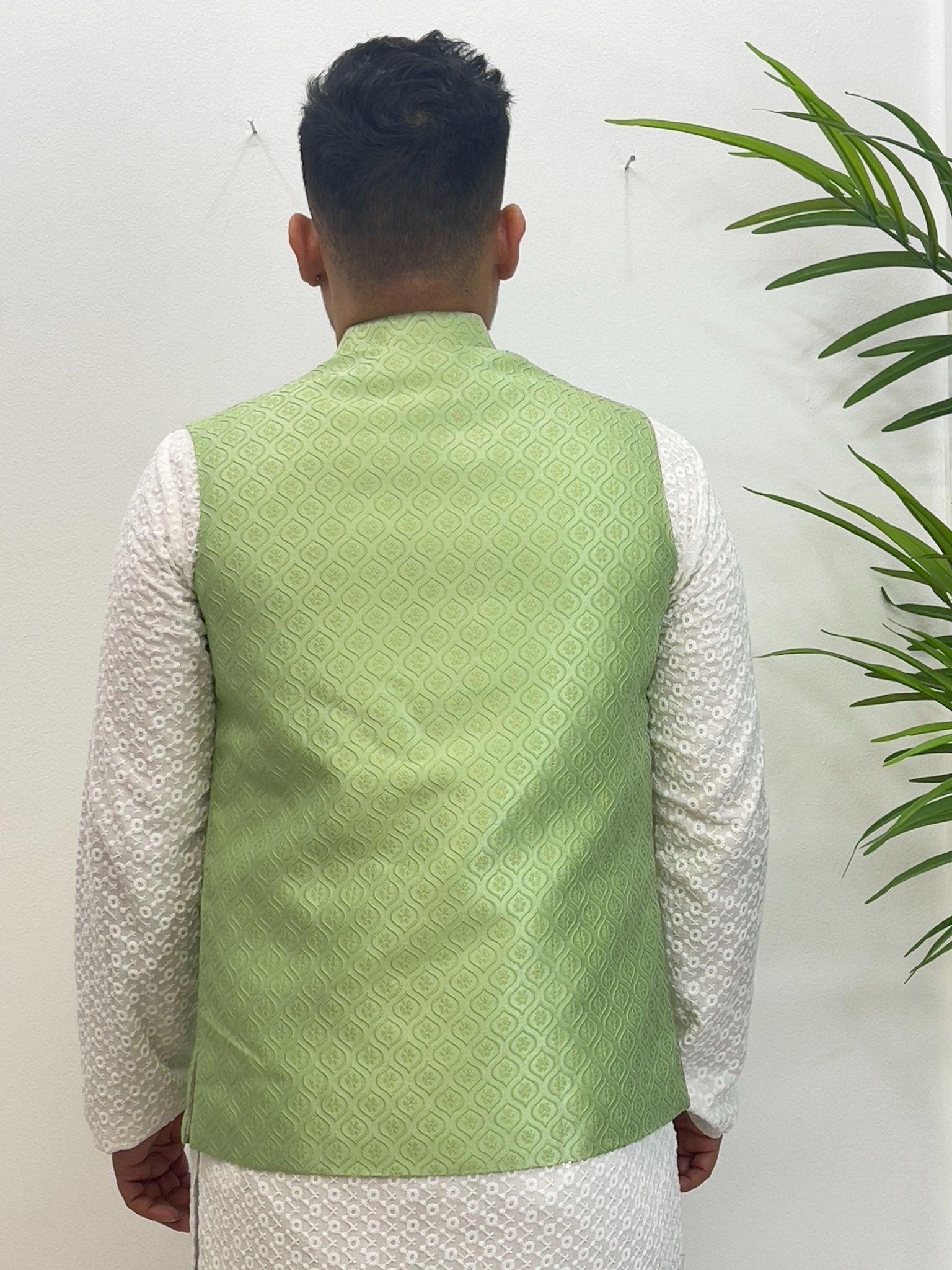 Sage Green Waistcoat - Boutique Nepal