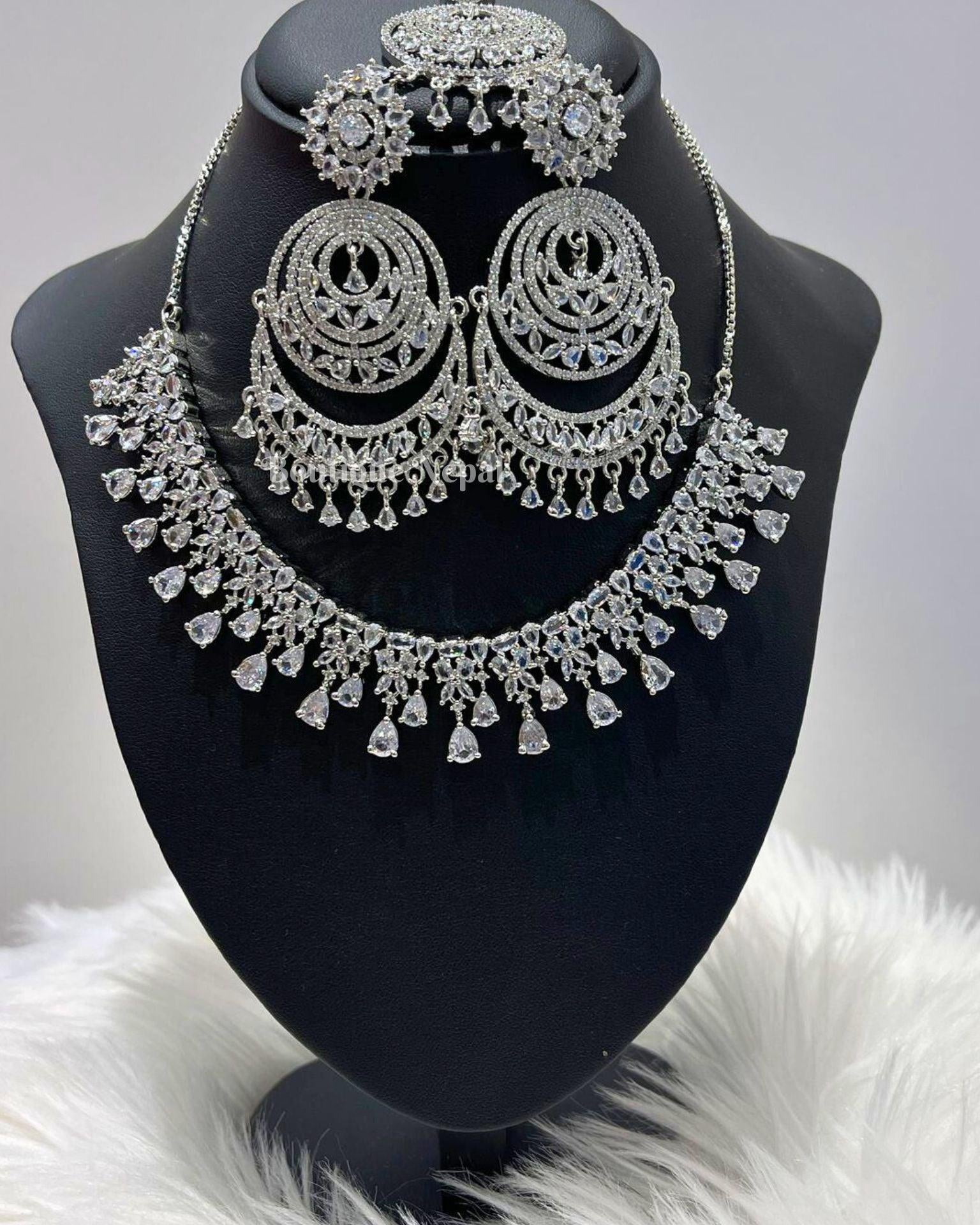 Sanu American Diamond Necklace Set - Boutique Nepal Au