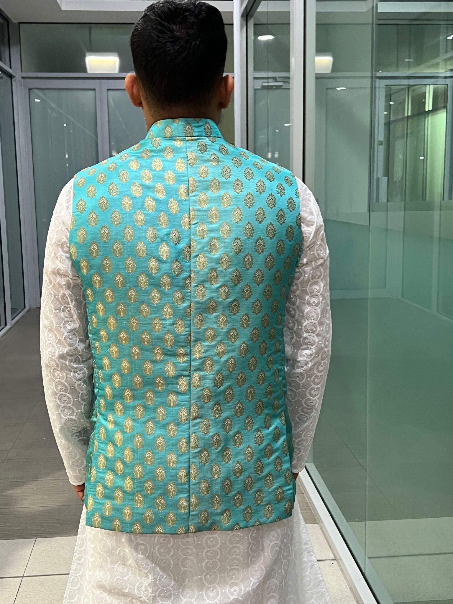 Sea Green Nehru Jacket - Boutique Nepal