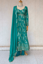 Seagreen Dola Silk Anarkali Set - Boutique Nepal