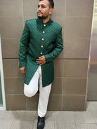 SHERWANI AND PANTS SET In Mint Green - Boutique Nepal