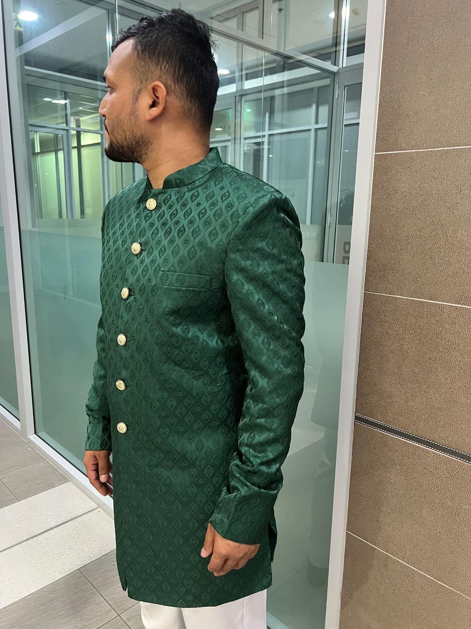 SHERWANI AND PANTS SET In Mint Green - Boutique Nepal