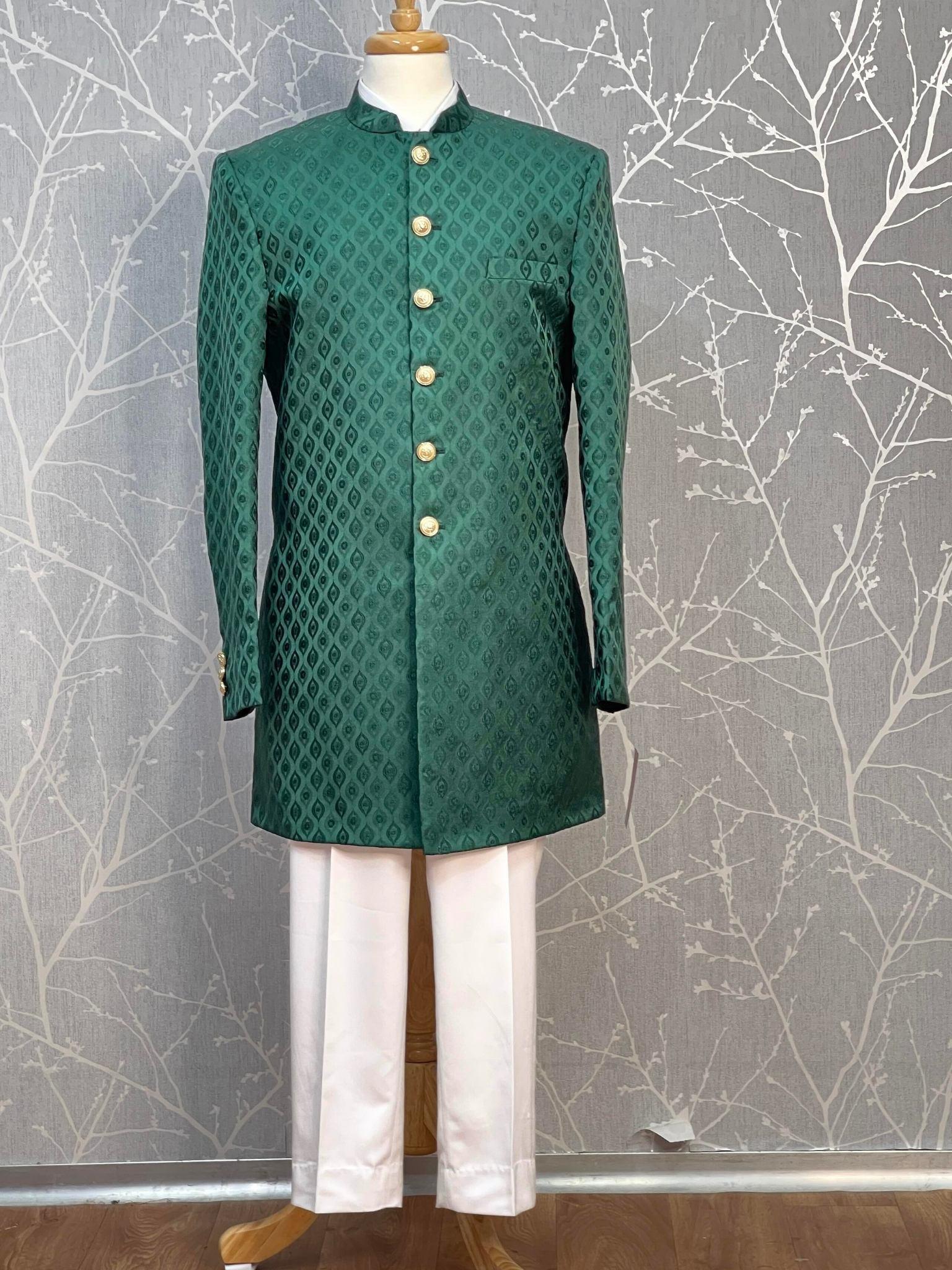 SHERWANI AND PANTS SET In Mint Green - Boutique Nepal