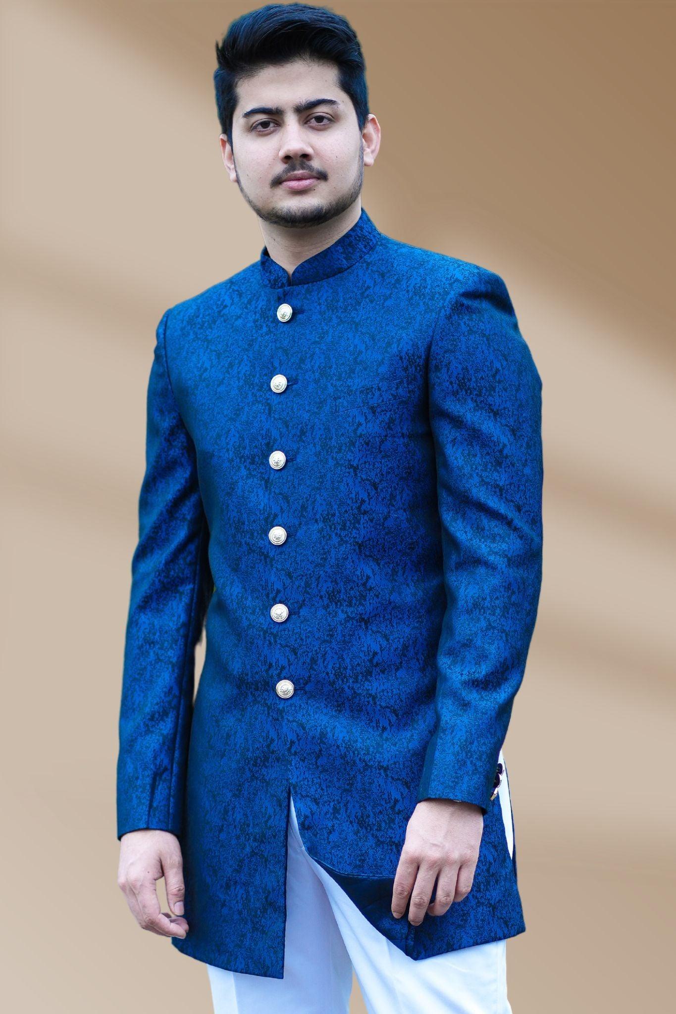 SHERWANI AND PANTS SET In Navyblue - Boutique Nepal