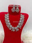 Silver American Diamond Necklace Set
