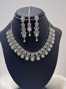 Silver American Diamond Necklace Set - Boutique Nepal