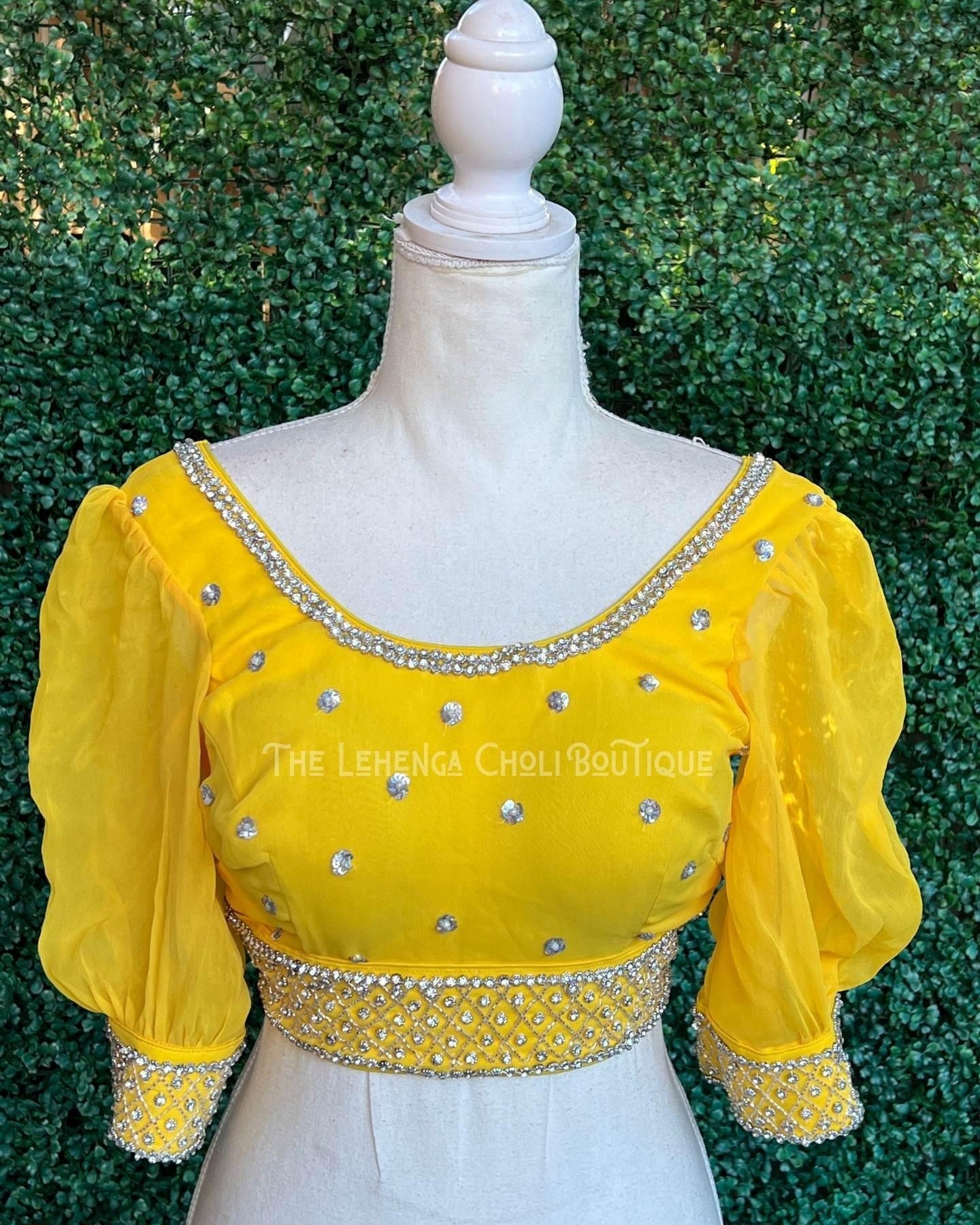 Silver Hand Work Yellow Blouse - Boutique Nepal Au