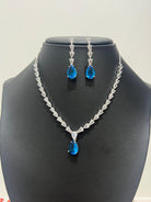 Simple Light American Diamond Necklace and Jumki Blue - Boutique Nepal Australia 
