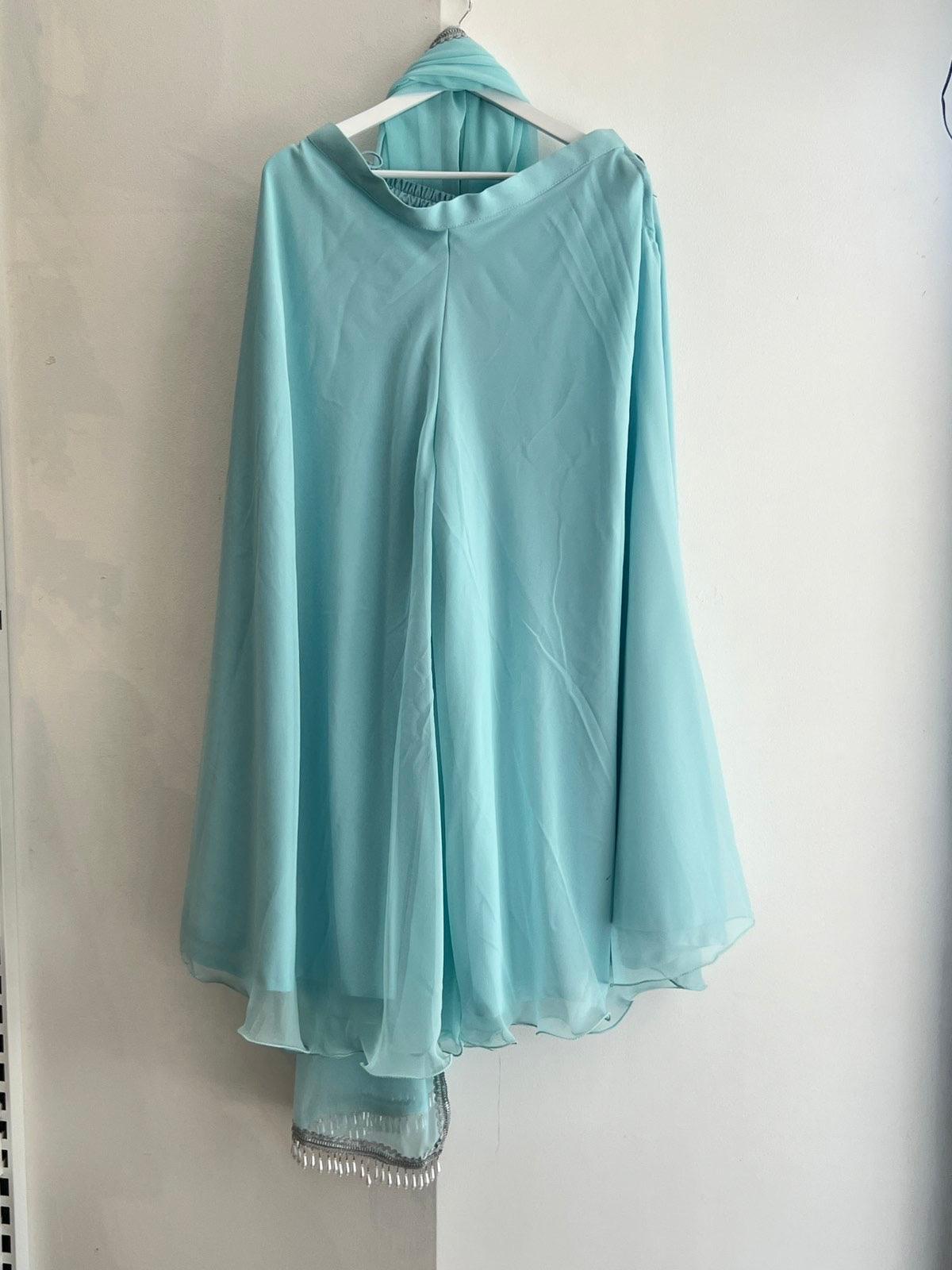 Sky Blue Half Sleeve Kurthi Plazo Set - Boutique Nepal