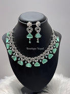 Skyblue American Diamond Necklace Set - Boutique Nepal