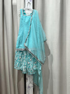 Skyblue Designer Sharara Kurta Set - Boutique Nepal