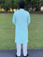 Skyblue Mens Chikankari Kurta Set - Boutique Nepal