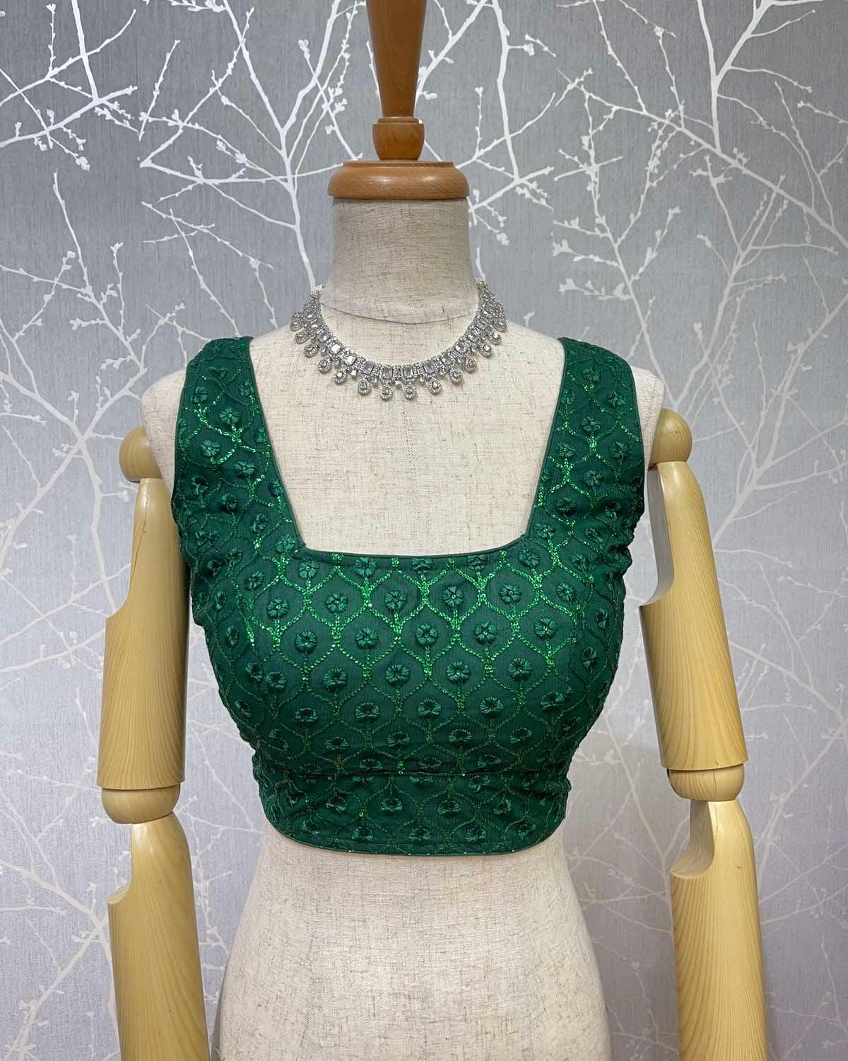 Sleeveless Blouse in Green - Boutique Nepal