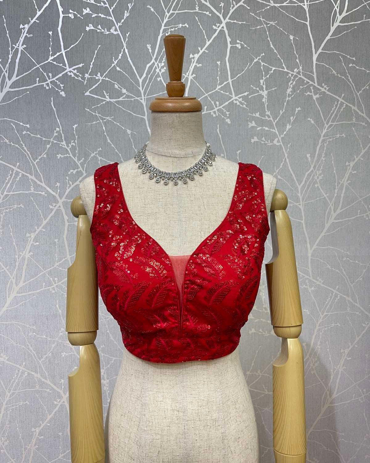 Sleeveless Blouse in Red - Boutique Nepal