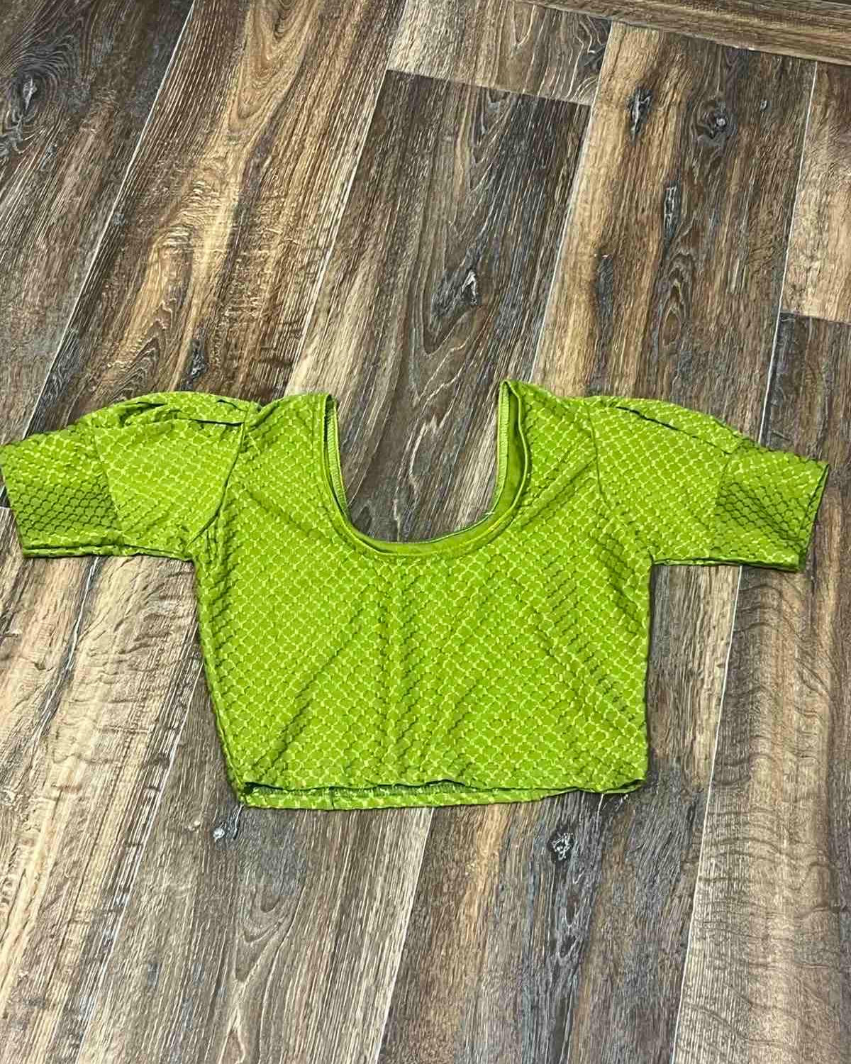 Streachable Blouse in Parrot Green - Boutique Nepal