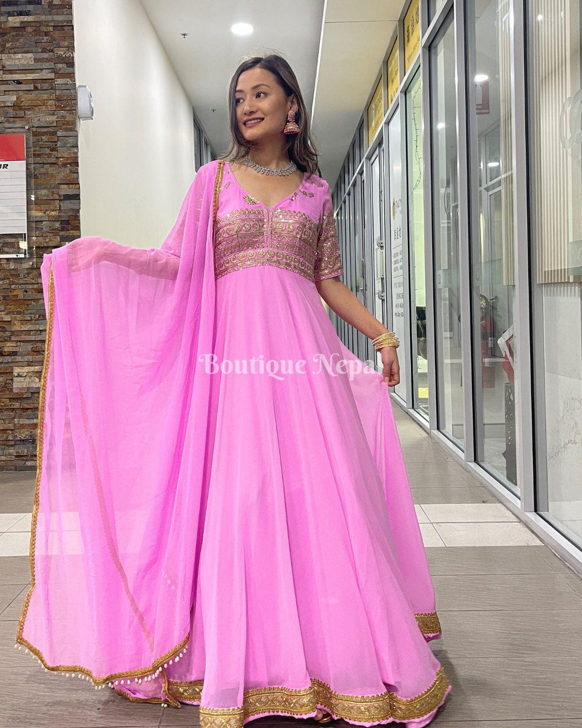 Taffy Pink Designer Gown - Boutique Nepal Au