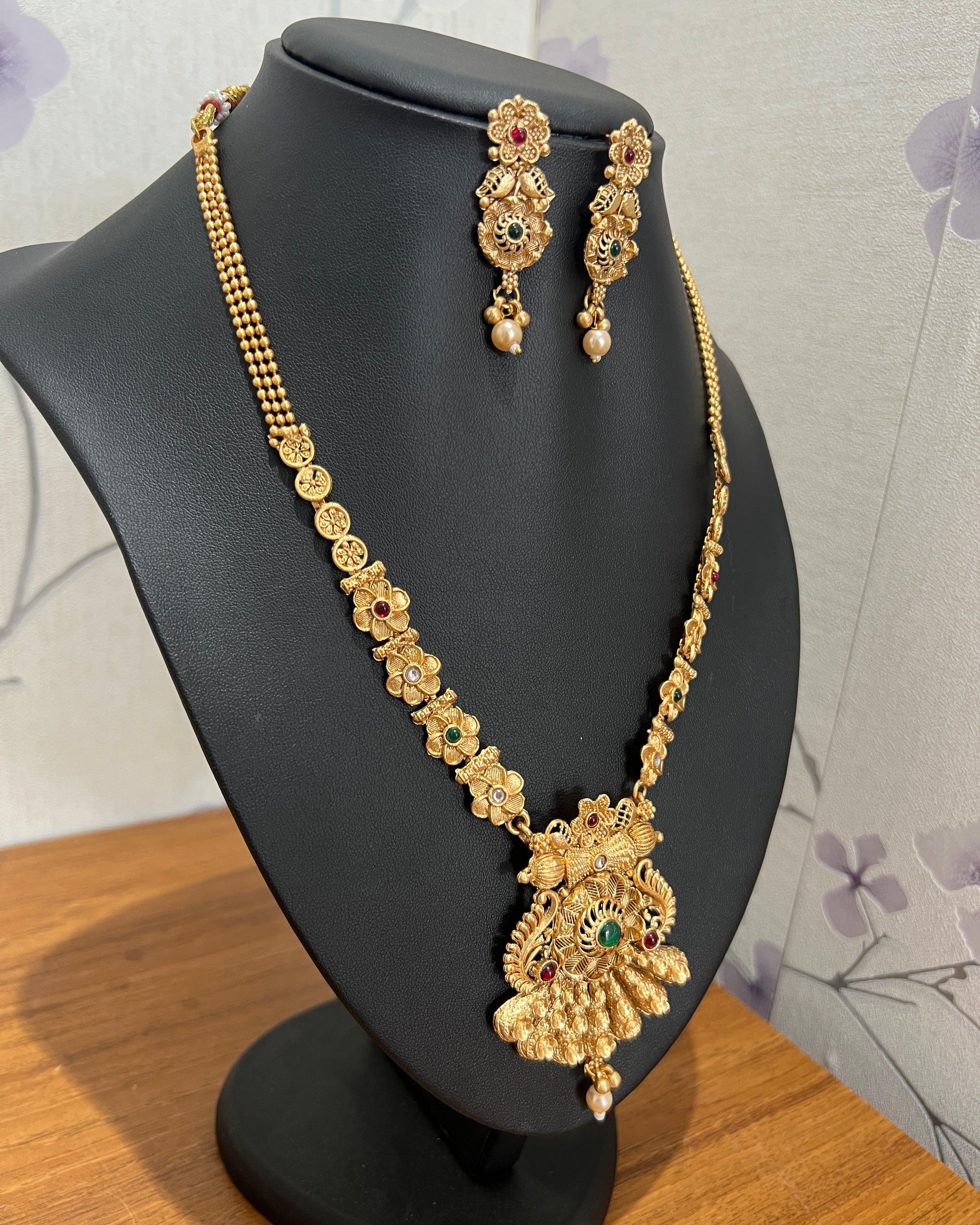 Temple Necklace Set with Jhumka - Boutique Nepal