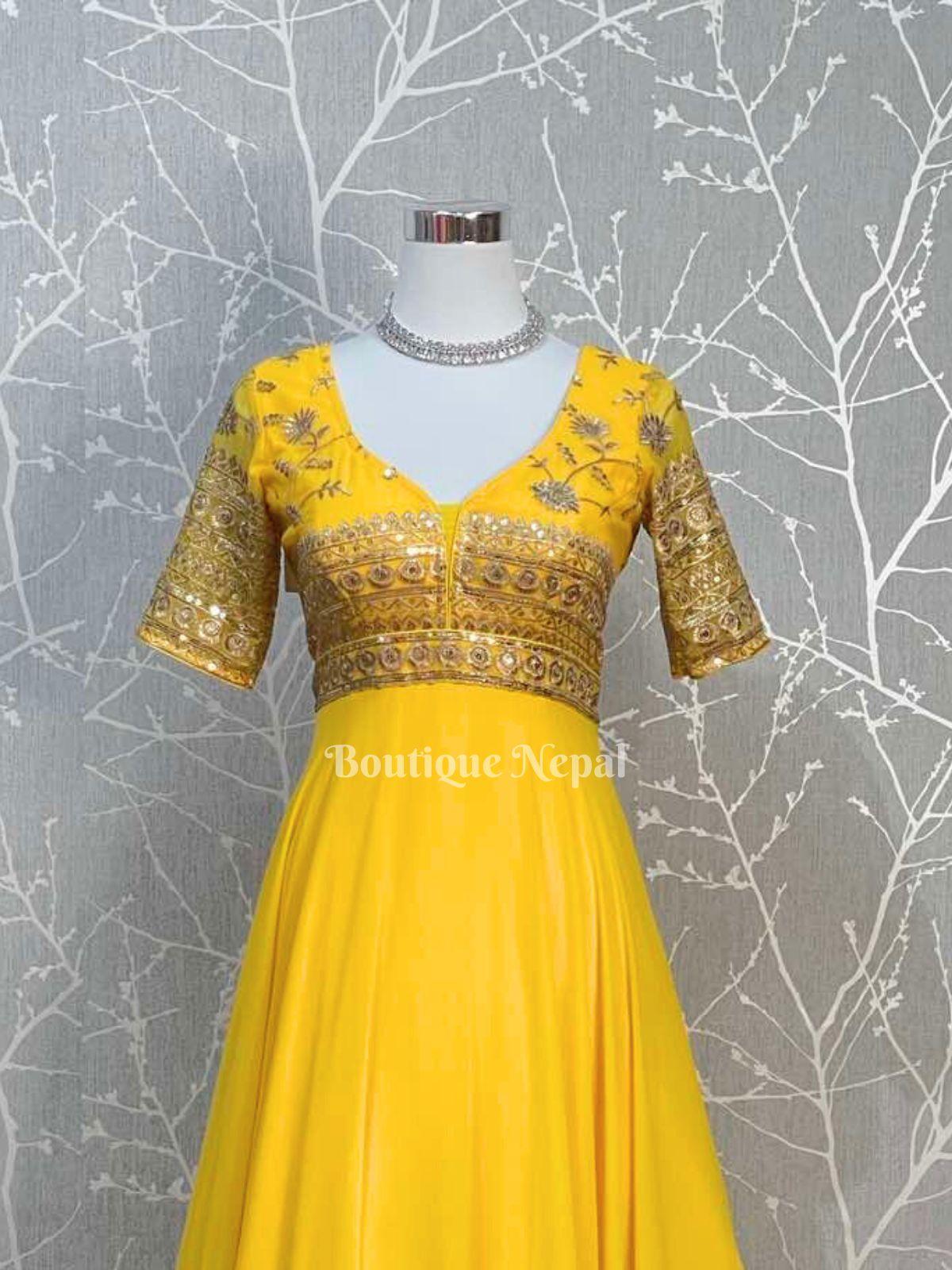 Yellow Designer Gown - Boutique Nepal