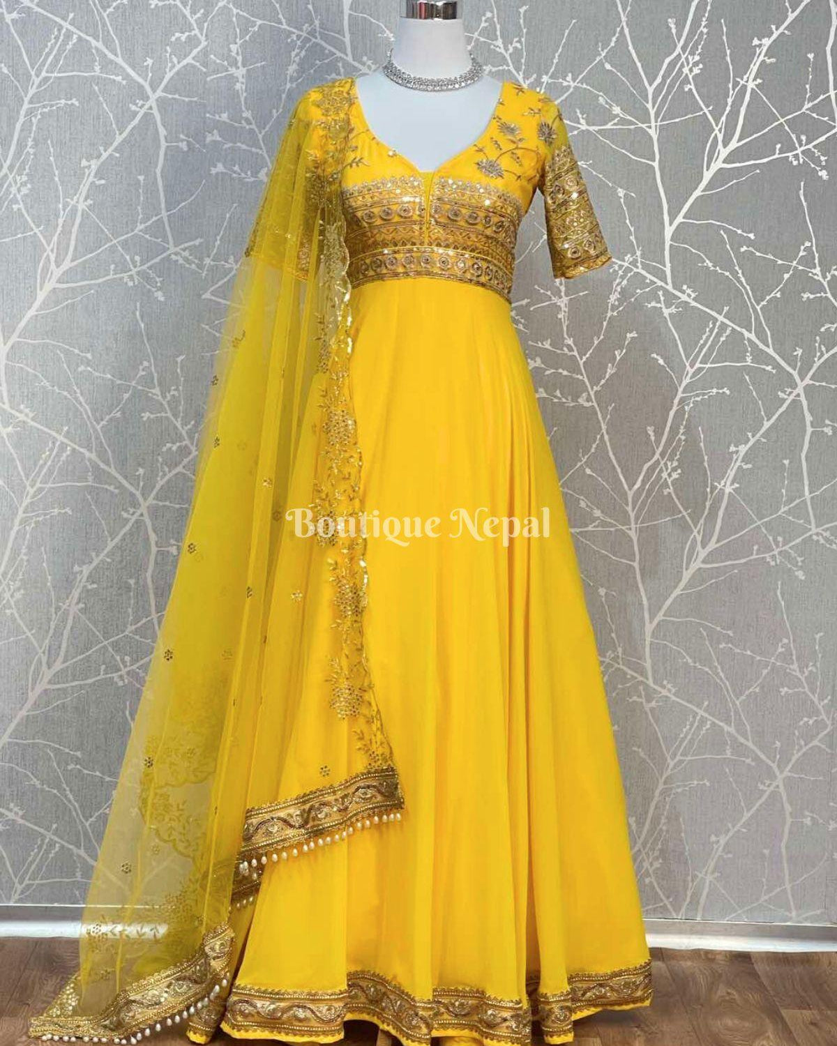 Yellow Designer Gown - Boutique Nepal Au