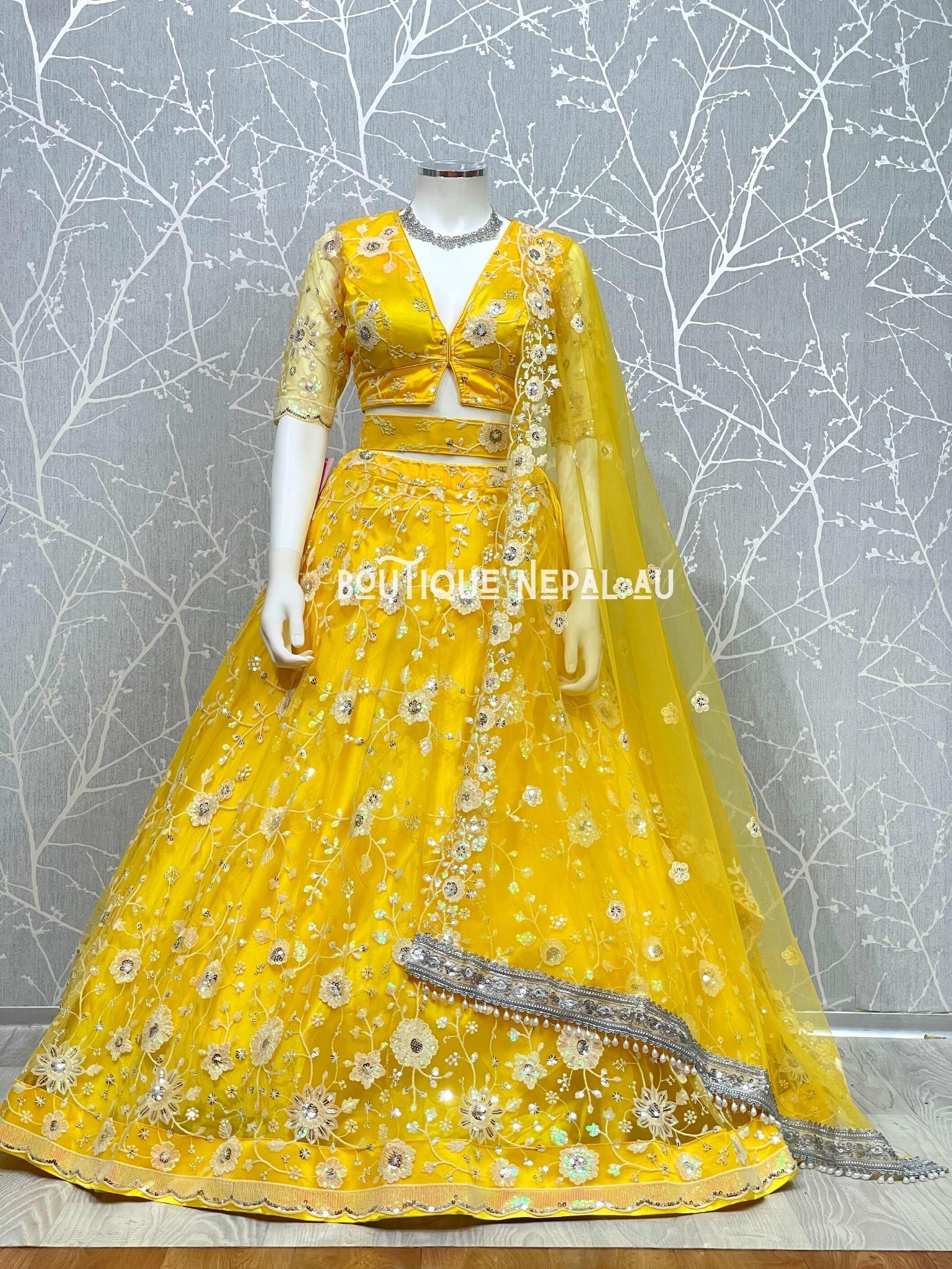 Yellow Designer Lehenga Choli Set - Boutique Nepal