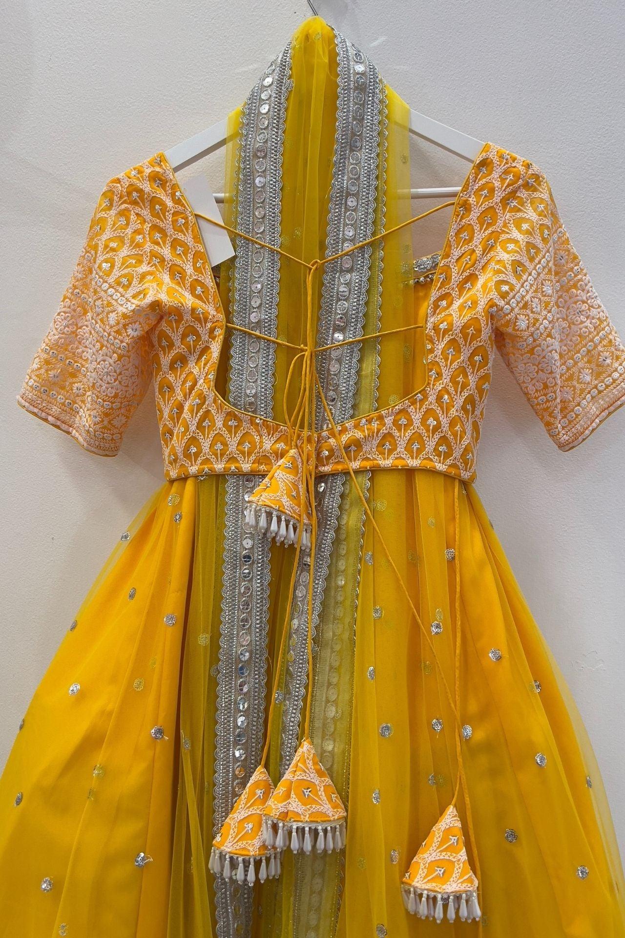 Yellow Lehenga Choli Set with Embroidery Work - Boutique Nepal