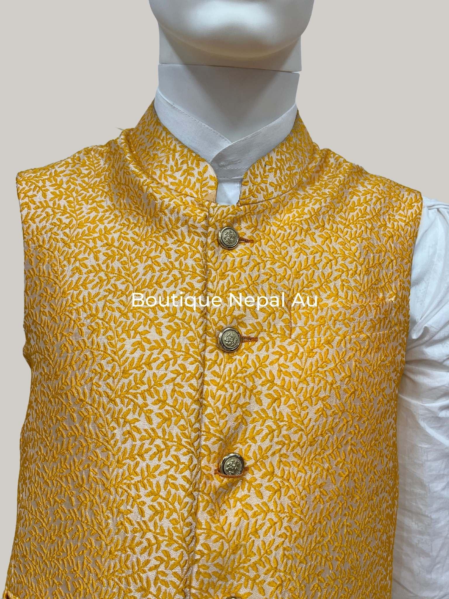 Yellow Nehru Jacket Waist Coat