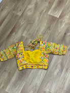 Yellow Rajasthani Half Sleeves Blouse - Boutique Nepal